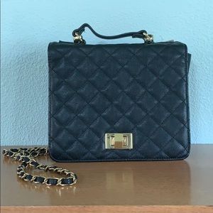 Structured black crossbody purse